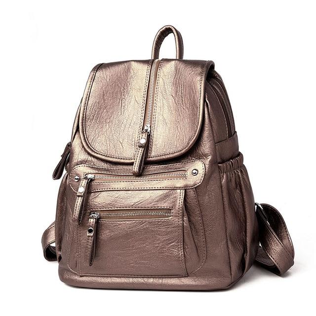 2018 Women Backpack high quality Leather  Fashion school Backpacks Female Feminine Casual Large Capacity Vintage Shoulder Bags - Getcomfyshoes