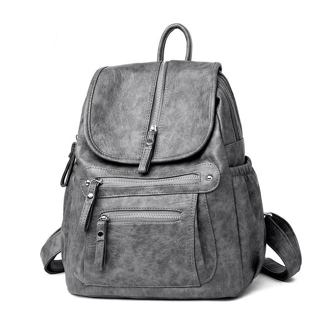 2018 Women Backpack high quality Leather  Fashion school Backpacks Female Feminine Casual Large Capacity Vintage Shoulder Bags - Getcomfyshoes