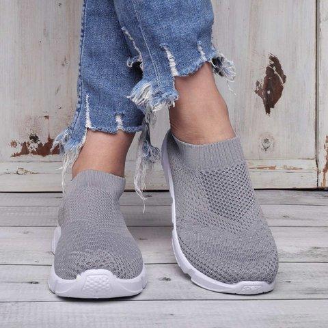 Women Shoes Breathable Mesh Sneakers Lady Plus Size Loafers - fashionshoeshouse