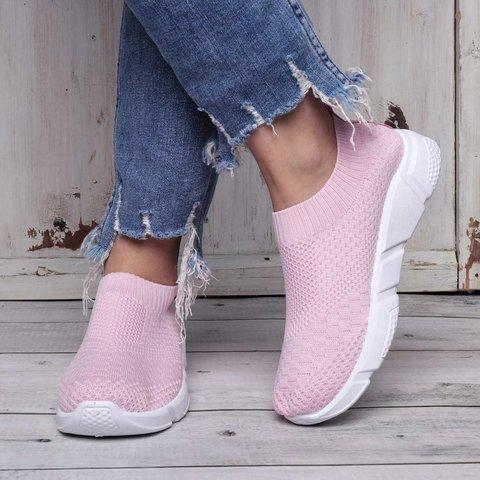 Women Shoes Breathable Mesh Sneakers Lady Plus Size Loafers - fashionshoeshouse