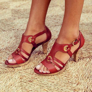 Elegant Comma Heels Buckle Strap Sandals - GetComfyShoes