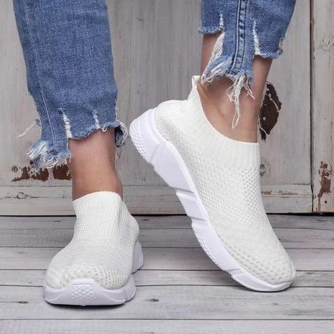 Women Shoes Breathable Mesh Sneakers Lady Plus Size Loafers - fashionshoeshouse