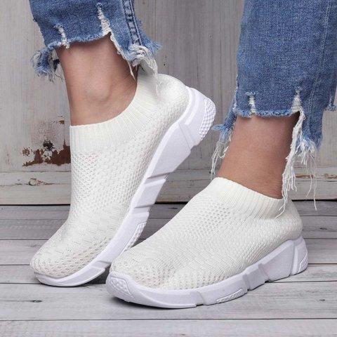 Women Shoes Breathable Mesh Sneakers Lady Plus Size Loafers - fashionshoeshouse